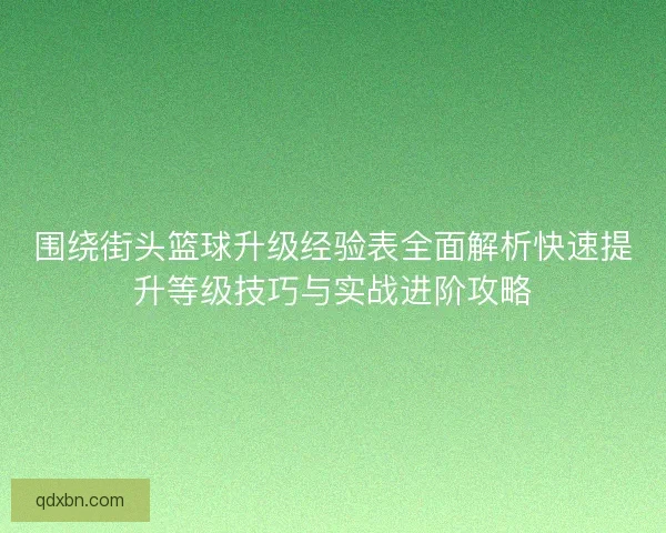 围绕街头篮球升级经验表全面解析快速提升等级技巧与实战进阶攻略
